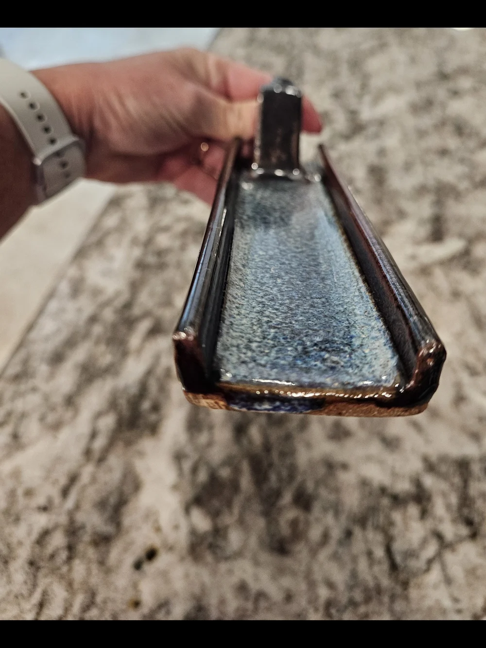 Blue Glazed Ceramic Butter Tray by Alewine Pottery